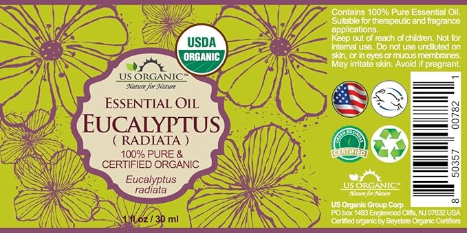 US Organic 100% Pure Eucalyptus Essential Oil (Radiata) - USDA Certified Organic, Steam Distilled - W/Euro droppers (More Size Variations Available) (30 ml / 1 fl oz)-VivaGrace Women