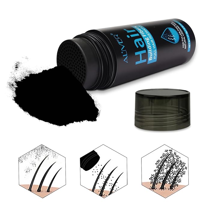ALIVER Hair Fibers for Thinning Hair for Women & Men, Extra Spray Applicator, Black, 27.5 Gr Hair Powder Bald Spot Cover Up, Instantly Hair Filler, Undetected & Natural-VivaGrace Women
