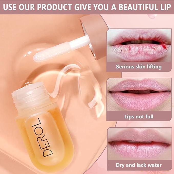 DEROL 2Pcs Natural Lip Plumper, Plant Extracts Plumping Lip Serum, Lip Enhancer Including Day and Night Lip Plumping Balm, Lip Care Serum for Fuller & Hydrated Sexy Lip (5.5MLX2)-VivaGrace Women