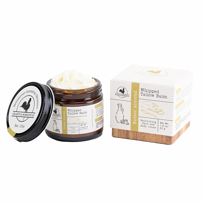 Handmade Whipped Tallow Balm (Butter Almond): Fragrance-Free, No Essential Oils - 1.3 oz-VivaGrace Women