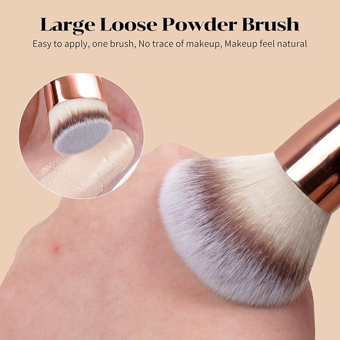 MAANGE 7pcs Makeup Brush Set Double Sided Kabuki Makeup Brushes Contour Brush for Foundation Liquid Powder Concealer Cream Cosmetics Bronzer Blending Blush Buffing Makeup Tools (Coffee)-VivaGrace Women