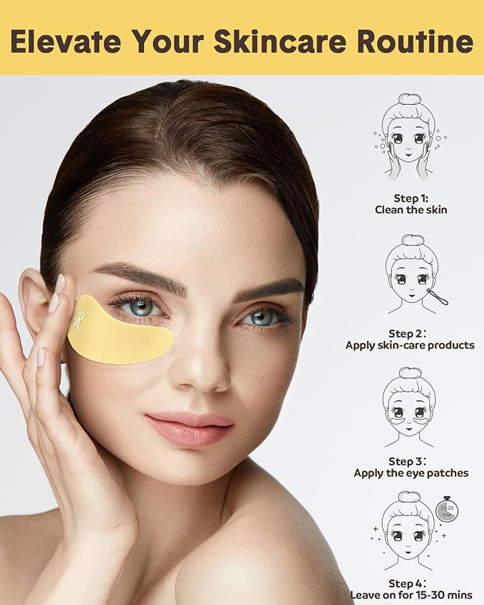 Lictin Reusable Eye Patches, Silicone Under Eye Patches with Lifting Effect to Relieve Wrinkles and Fine Lines, Pair with Metal Eye Cream Applicator,Tin Case-VivaGrace Women