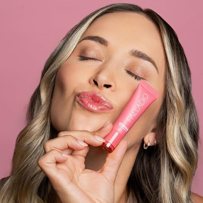 Palladio Butter Balm - Hydrating Lip Balm with Sheer Tint, Aloe, Peptides, Shea Butter, and Vegan Formulation for Instant Moisture, Shine, and Soothing Lip Care, Strawberry Shortcake-VivaGrace Women