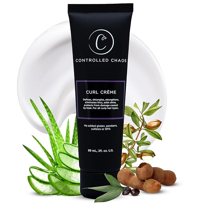 Controlled Chaos, As Seen on Shark Tank Curl Defining Cream for All Hair Types to Add Smoothness and Control Curly, Sulfate-Free Curl Cream (3oz)-VivaGrace Women