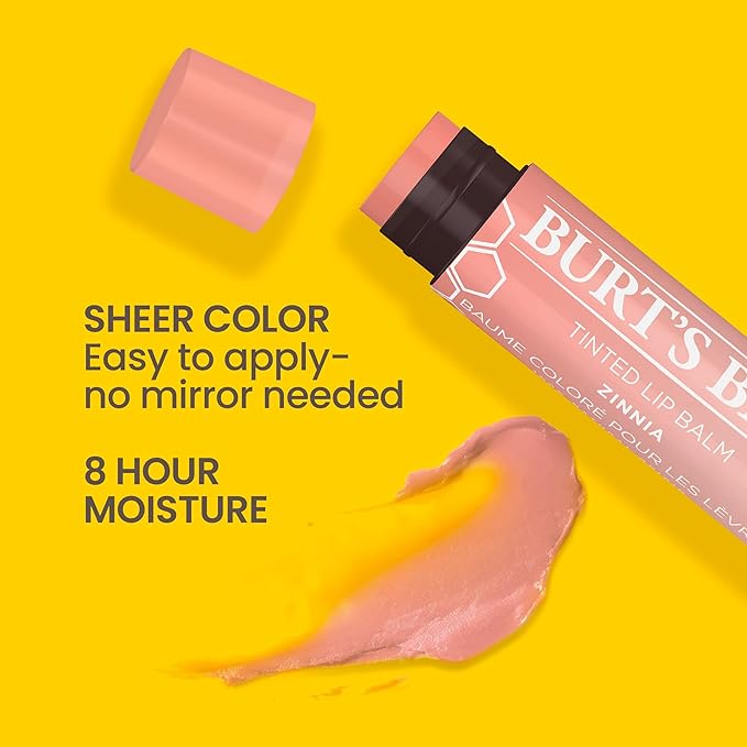 Burt's Bees Lip Tint Balm with Long Lasting 2 in 1 Duo Tinted Balm Formula, Color Infused with Deeply Hydrating Shea Butter for a Natural Looking Buildable Finish, Raspberry Zinnia (2-Pack)-VivaGrace Women