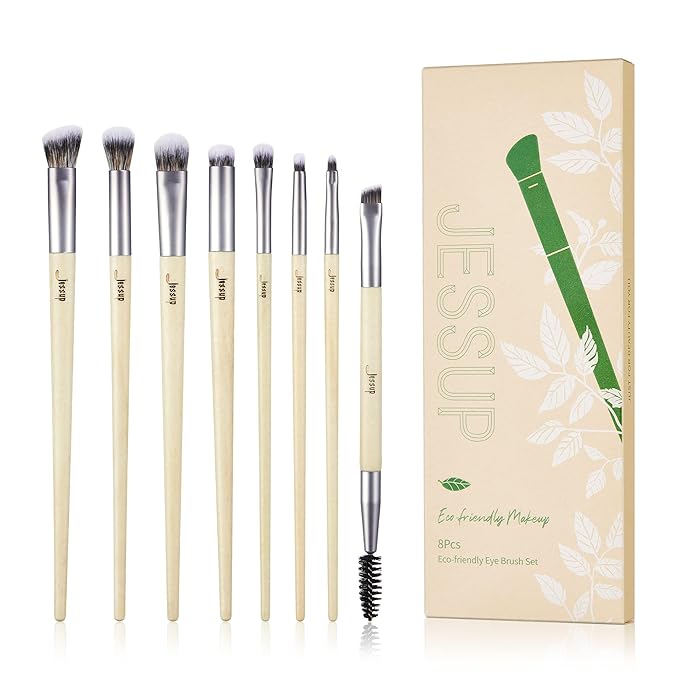 Jessup Eyeshadow Brush Set 8pcs Eye Makeup Brushes Premium Cruelty-Free Eyeshadow Blending Concealer Eyebrow Eyeliner Spoolie Brush Kit T328-VivaGrace Women