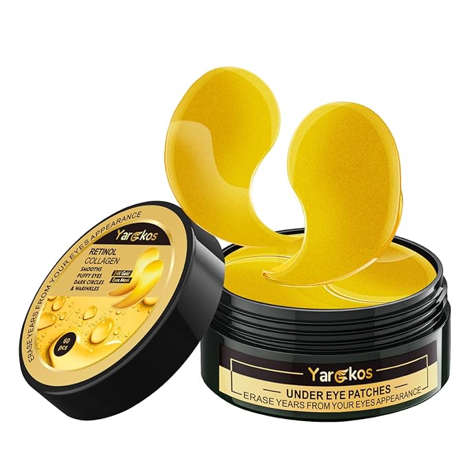 60 Pcs 24K Gold Under Eye Patches, 30 Pairs Undereye Mask for Dark Circles Puffy Eyes Treatment, Collagen Gel Pads Hydrating for Puffiness Wrinkle Eye Bags, Women Men Beauty Skin Care Products-VivaGrace Women