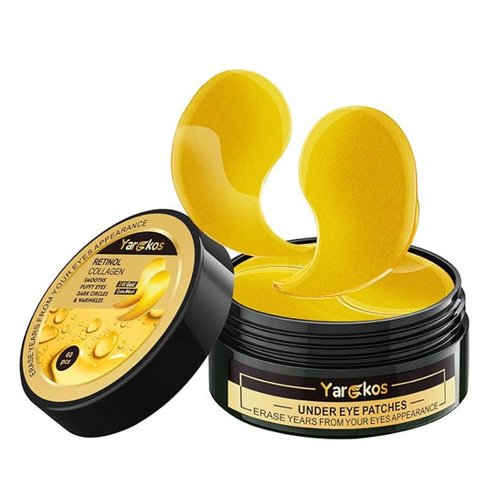 60 Pcs 24K Gold Under Eye Patches, 30 Pairs Undereye Mask for Dark Circles Puffy Eyes Treatment, Collagen Gel Pads Hydrating for Puffiness Wrinkle Eye Bags, Women Men Beauty Skin Care Products-VivaGrace Women