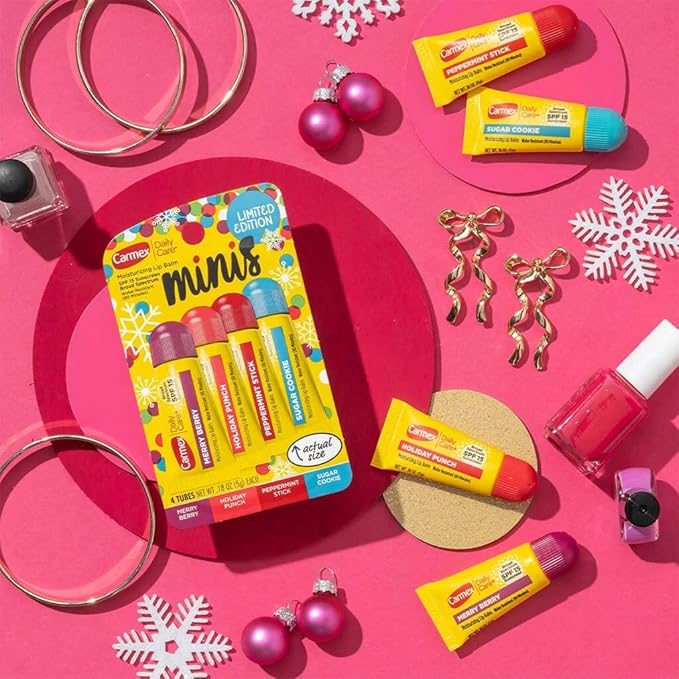 Carmex 4 Mini Tubes Daily Care Moisturizing SPF 15 Soft Lip Balm Limited Edition-VivaGrace Women