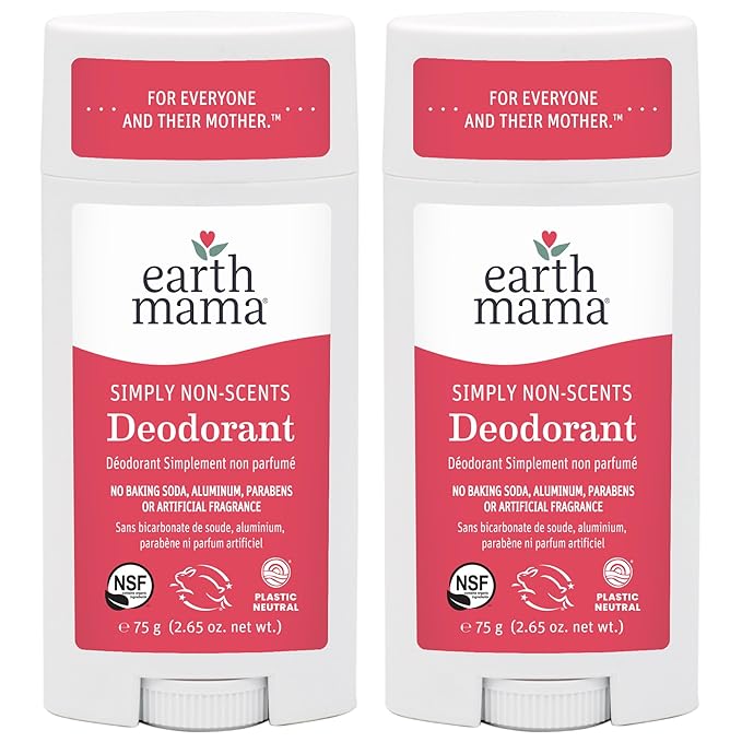 Earth Mama Simply Non-Scents Deodorant | Fragrance-free + Safe for Sensitive Skin, Pregnancy & Breastfeeding, Contains Organic Calendula and Coconut Oil, No Baking Soda or Aluminum, 2.65-Oz (2-Pack)-VivaGrace Women