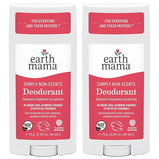 Earth Mama Simply Non-Scents Deodorant | Fragrance-free + Safe for Sensitive Skin, Pregnancy & Breastfeeding, Contains Organic Calendula and Coconut Oil, No Baking Soda or Aluminum, 2.65-Oz (2-Pack)-VivaGrace Women