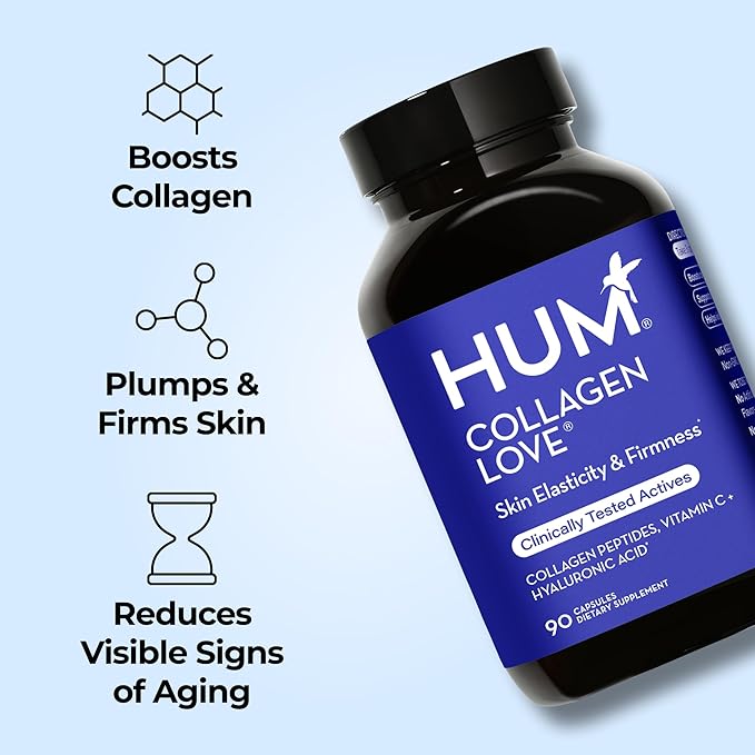 HUM Collagen Love Skin Supplement - Collagen Peptides w/Hyaluronic Acid & Vitamin C, Supports Firm Skin & Helps Minimize Signs of Aging - Supplements for Women and Men (90-Count)-VivaGrace Women