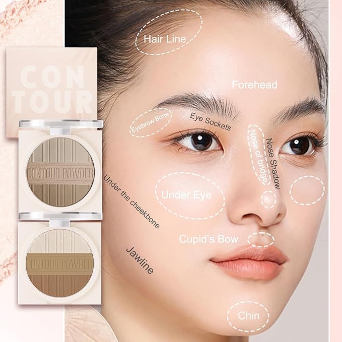Contour Powder Makeup Palette Matte Shimmer Face Sculpting Shading Silky Smooth Tone Tuning Flawless Pressed Powder Bronzer for Warm Skin Tone, 01 Warm Brown-VivaGrace Women