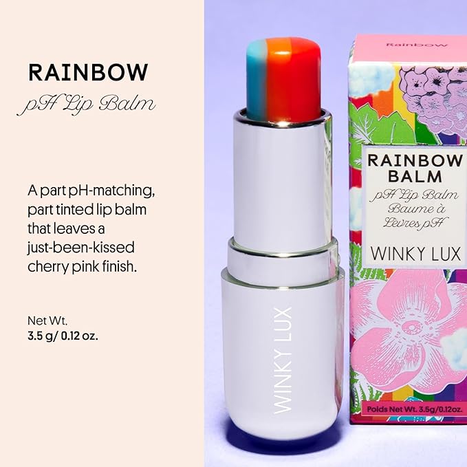 Winky Lux Rainbow Tri-Color Tinted Lip Balm – Hydrating Lip Care with Jojoba Oil & Vitamin E, Sheer Pink Tint, Moisturizes and Softens Dry Lips-VivaGrace Women