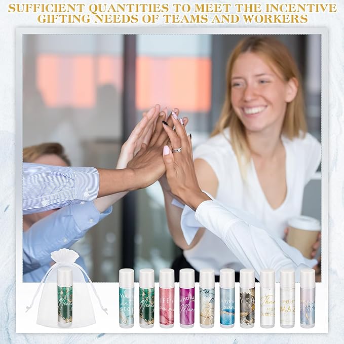 50 Sets Inspirational Lip Balm Gifts Moisturizing Lip Balm Bulk Thank You Lipstick for Guest 5 Flavors Marble Style Lip Balm with Organza Bags for Family Reunion Favor Women Stocking Gift Stuffers-VivaGrace Women