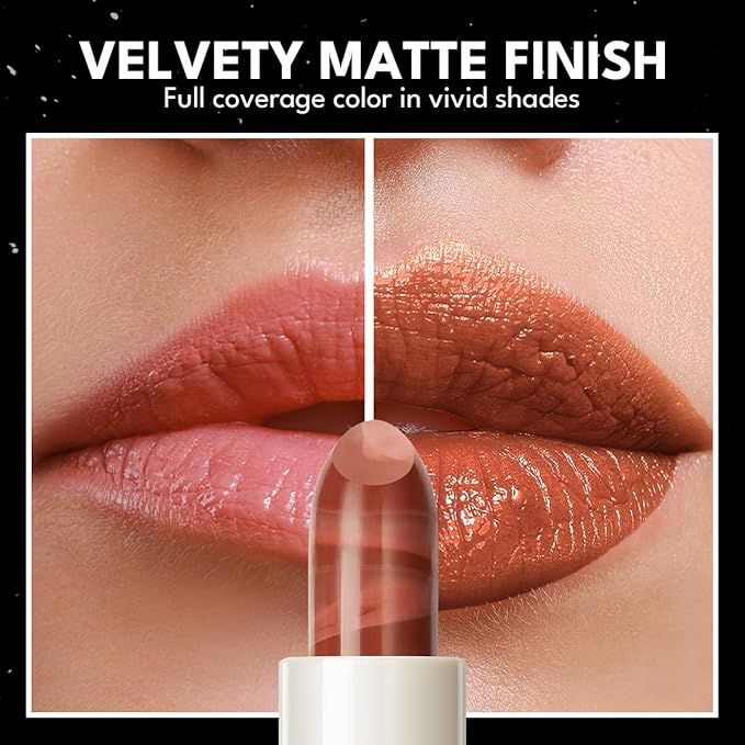 2PCS Marbled Matte Lip Stick Makeup - Velvety Finish | Naked-lip Feel, Full Coverage, D002+D004-VivaGrace Women