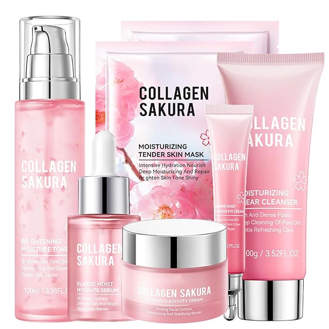 sakura skin routine kit for women - facial skin care sets & kits - skin care bundle - Moisturizing, ‌ firming skin, ‌ deep cleaning-VivaGrace Women