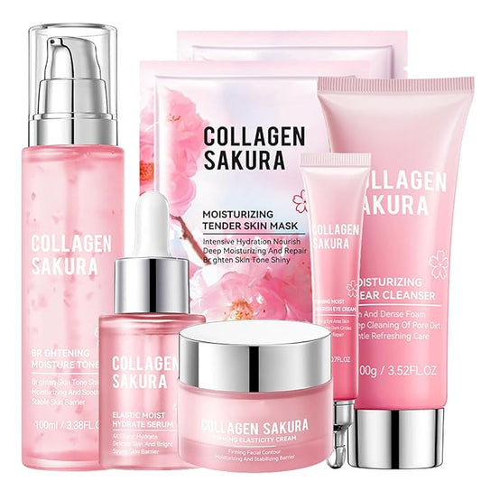 sakura skin routine kit for women - facial skin care sets & kits - skin care bundle - Moisturizing, ‌ firming skin, ‌ deep cleaning-VivaGrace Women