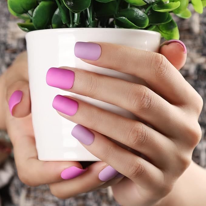 Teenitor Short Square Press On Nails Set, 12 Colors Short Fake Nails With Glue, 12 Sizes Glue On Nails