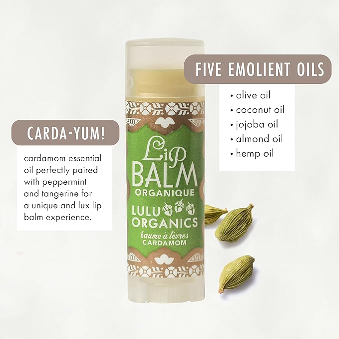 Natural Lip Balm, Nourishing and Moisturizing Premium Lip Care, Handmade Hydrating Lip Balm, Lip Treatment for Dry and Cracked Lips, Repairing and Fragrance Free - Cardamom - 0.15oz-VivaGrace Women