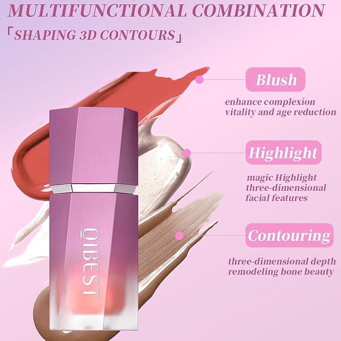 Soft Liquid Contour Stick, Liquid Face Bronzer Stick Built-in Sponge Tip, Cool Toned Liquid Contour for Women and Girl, Lightweight Blendable Cream Bronzer Stick Makeup,05 Bronzer-VivaGrace Women