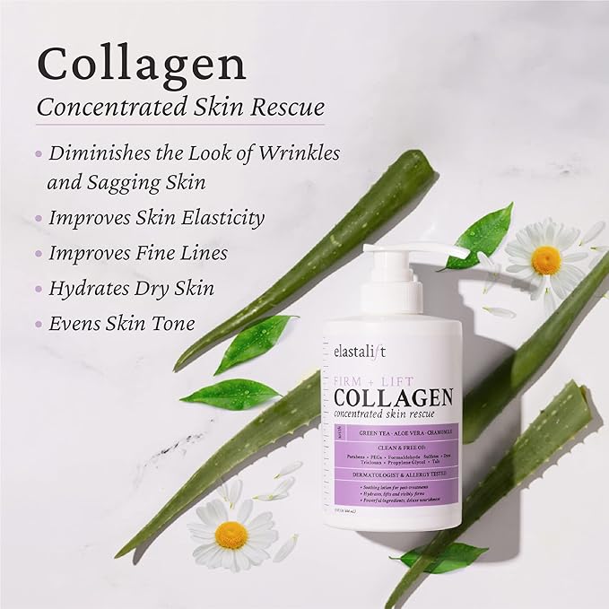 Elastalift Collagen Body Cream + Hyaluronic Acid Lotion Skin Care Set, Anti Aging Face & Body Moisturizer Dry Skin Rescue Creams For Wrinkle Control, Lifting, Firming, & Tightening Skin, 2-Pack-VivaGrace Women