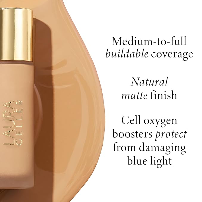 LAURA GELLER NEW YORK Double Take Liquid Foundation | Medium to Full Coverage, Natural Matte Finish, Porcelain-VivaGrace Women