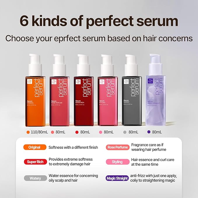 Mise En Scene Magic Straight Perfect Serum - Anti Frizz Hair Straightening Serum with heat protectant for straightener, hair tamer oil, Coconut Oil for Smooth, Silky, and Shiny Hair, 2.71 Fl Oz-VivaGrace Women