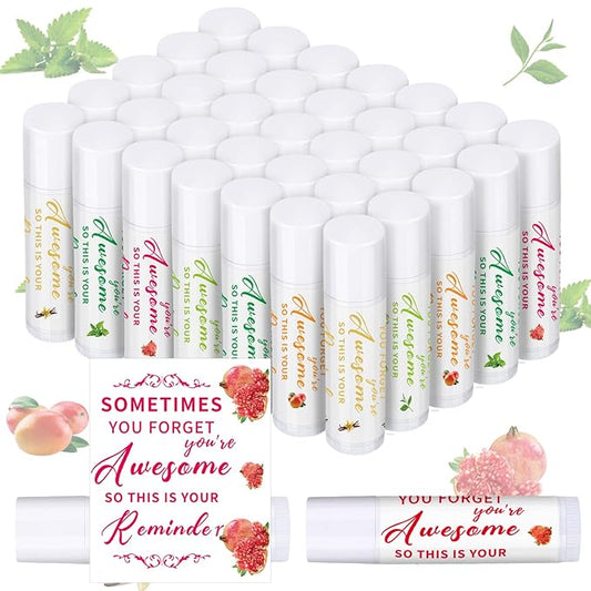 Dunzy 50 Pcs Thank You Gift Lip Balm Bulk Baby Shower Party Favors Bridal Shower Favor Lip Care with Assorted Fruit Flavors Thank You Lipstick for Guest Basket Gift Stuffer (Leaf)-VivaGrace Women