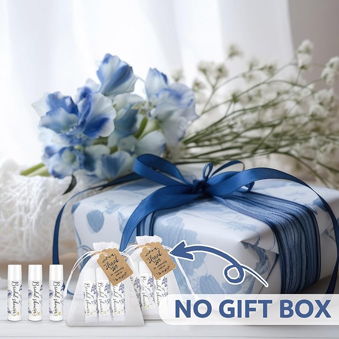 Demissle 50 Pcs Bridal Shower Lip Balm Gift Set with 100 Pcs Organza Bags Thank You Tags 20 Meters Rope wedding Party Favor for Guest Favors Gift Party Decoration Souvenirs(Vintage Flower)-VivaGrace Women