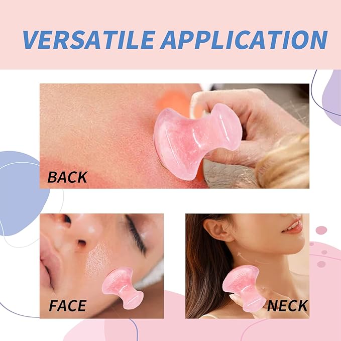 Mushroom Gua Sha Natural Rose Quartz Aventurine Gua Sha Mushroom Face Massager Stone for Eye Neck Beauty Spa Relaxing Massage Stone Facial Massage Spa Relaxing Meditation Guasha Scraping Massage Tool-VivaGrace Women