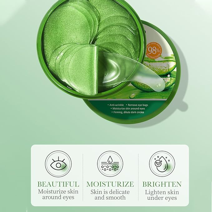 Under Eye Patches for Dark Circles, Puffiness and Eye Bags, Aloe Vera Eye Mask,Wrinkle Treatment Anti-Aging Rejuvenating Moisturizing Skin Care 60PCS Collagen Eye Gel Pads Anti-Wrinkle Eye Patches-VivaGrace Women