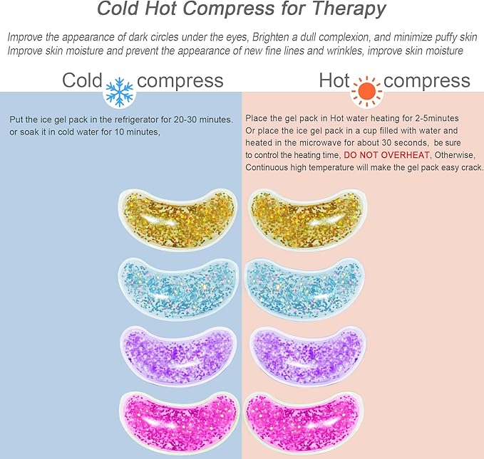 Under Eye Patches for Puffy Eyes, Reusable Ice Gel Eye Pads Cooling Eye Patch Hot Cold Therapy Eye Mask 10Pack-VivaGrace Women