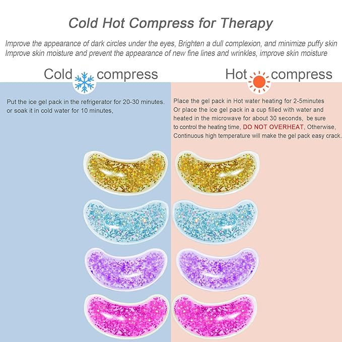 Under Eye Patches for Puffy Eyes, Hot Cold Treatment Cooling Gel Eye Pads Eye Mask for Wrinkles Dark Circles Puffiness Eye Bags 6PCS-VivaGrace Women