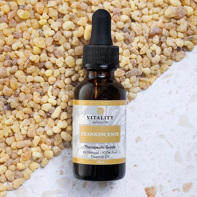 Vitality Extracts Frankincense Essential Oil - 30ml, Boswellia Serrata, Aromatherapy, Skin Care, Natural Calm, Stress Relief, Yoga, Comfort-VivaGrace Women