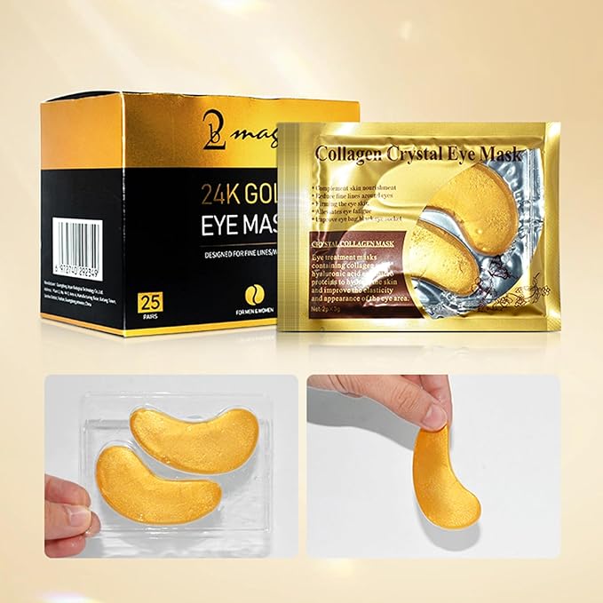 Under Eye Patches 25 Pairs, Golden Eye Mask with Amino Acid & Collagen for Puffy Eyes, Dark Circles,Bags and Wrinkles with Collagen-VivaGrace Women