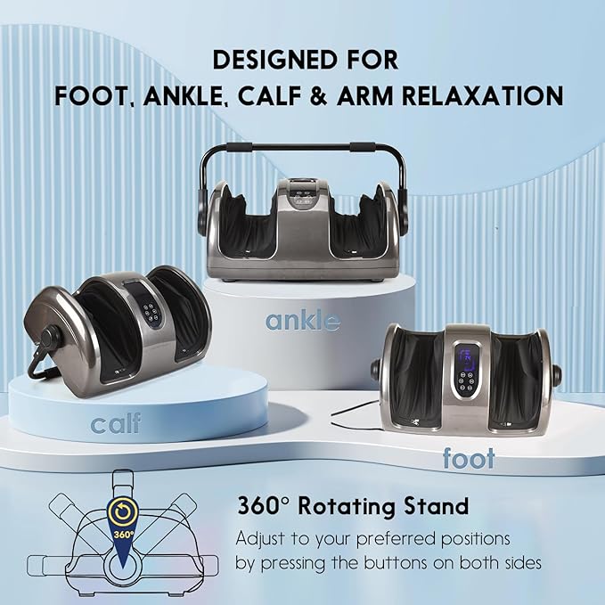 Shiatsu Foot Massager with Heat Deep Kneading Foot and Calf Leg Massager Machine for Relaxation, Muscle Pain Relief Massage (Silver)-VivaGrace Women