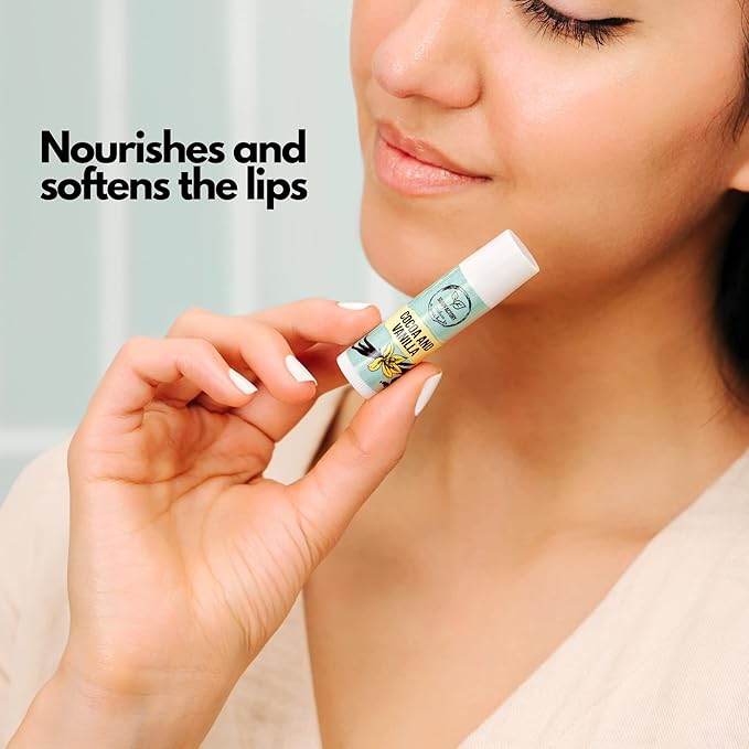 SoapFactory Natural Vanilla Lip Balm for Dry cracked Lips, Vegan, Organic Certified, Lip Care with Carnauba Wax for Women and Men, 0.17 ounce (Pack of 5)-VivaGrace Women