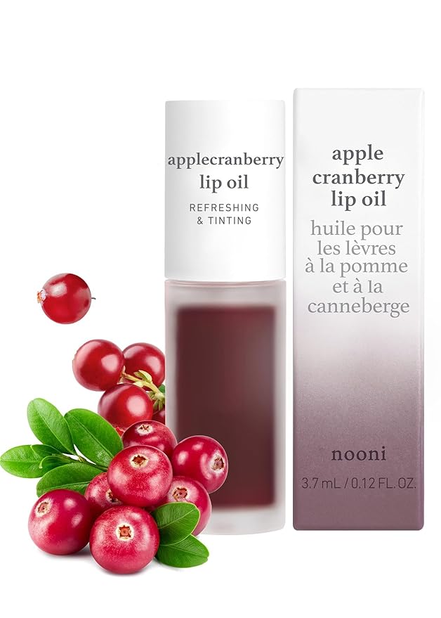 NOONI Korean Vegan Lip Oil - Applepeony, 0.12 Fl Oz + Korean Lip Oil - Applecranberry, 0.12 Fl Oz Bundle-VivaGrace Women