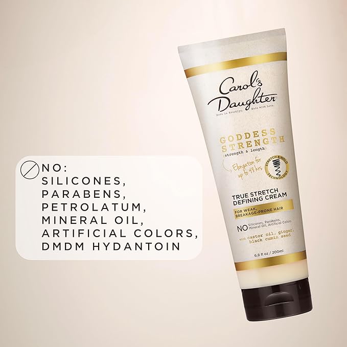 Carol's Daughter Goddess Strength True Stretch Defining Hair Cream For Waves, Coils and Curls, Curl Defining Cream with Castor Oil, 6.8 Fl Oz-VivaGrace Women
