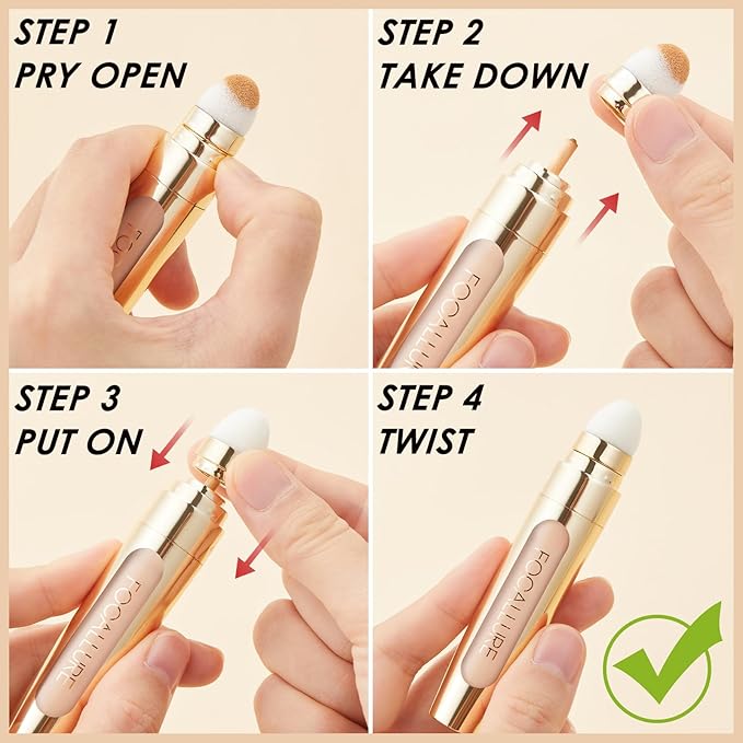FOCALLURE FIX CORRECTOR Concealer Stick, Full Coverage Concealer Makeup, Color Corrector for Dark Circles, Including Replaceable Applicator, YL04 CAFE-VivaGrace Women