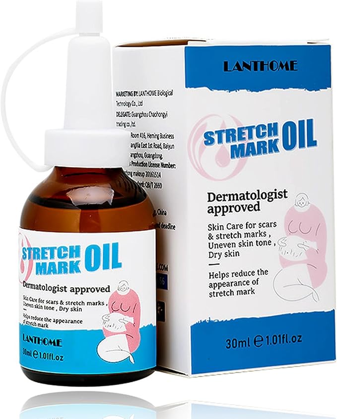 Stretch Mark Pregnancy Massage Oil, Stretch Mark Oil, Skincare Oil for Improve Stretchmarks, Pregnancy Skin Care Fade Stretch Marks, Body Moisturizer for Dry Skin, First Time Mom Gift 30 ml-VivaGrace Women