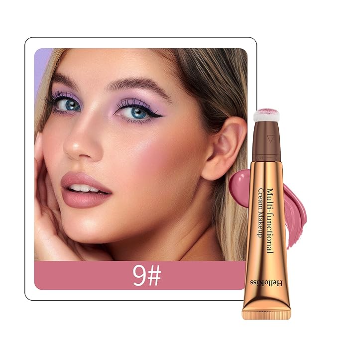 Liquid Blush Beauty Stick, Matte Face Blush with Cushion Applicator Easy to Blend Smooth Natural Silky Smooth Creamy Liquid Blush Wand Facial Blush Makeup Stick(#03 Pink)-VivaGrace Women