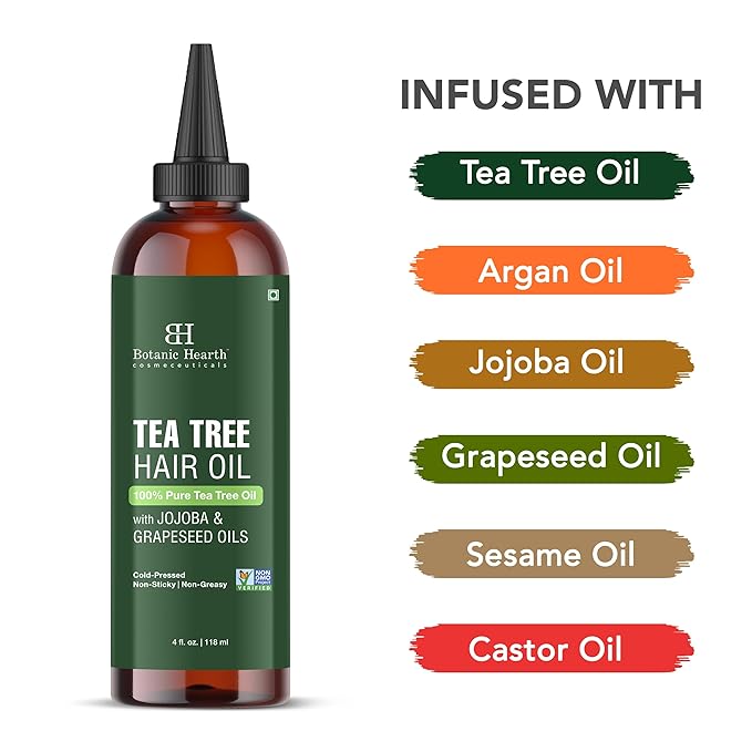 Botanic Hearth Tea Tree Oil For Hair (4 Fl Oz) | With Jojoba & Grapeseed Oils | Soothes Itchy Scalp & Fights Dandruff | Non Gmo Verified-VivaGrace Women