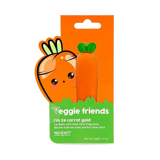 Mad Beauty Veggie Friends Carrot Lip Balm | Aloe Vera Scent | Cute and Moisturizing Lip Care | Cruelty-Free | Gift for Beauty Lovers-VivaGrace Women