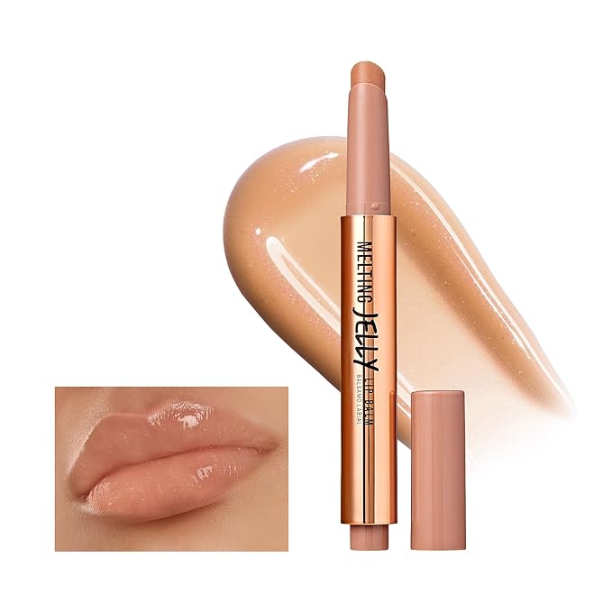 KISS NEW YORK Professional Melting Jelly Lip Balm, High Shine & Moisturizing Lip Stick, Long Lasting, Plumping Effect Look, Non-Sticky & Not Cakey, Easy Application & Natural Coverage (Brown Sugar)-VivaGrace Women