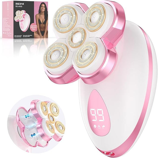 Electric Razors for Women - Upgraded Magnetic Electric Shaver for Women, Cordless Painless Hair Remover for Legs Bikini Face, Lady Trimmer for Sensitive Skin, Detachable and Waterproof, Pink