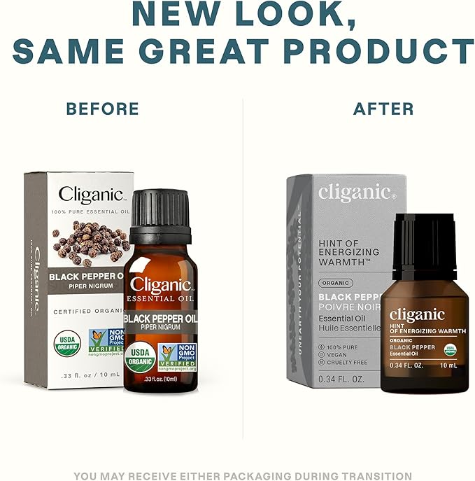 Cliganic Organic Black Pepper Essential Oil, 100% Pure Natural for Aromatherapy | Non-GMO Verified (Packaging May Vary)-VivaGrace Women