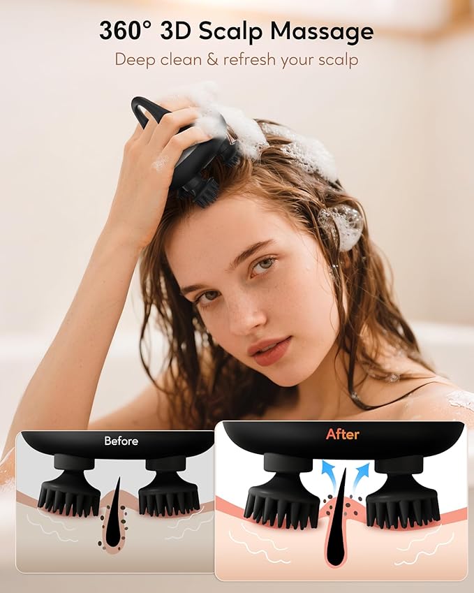 arboleaf Electric Scalp Massager Kneading Head Massager Scalp Stress Relax, Portable 6 in 1 Hair Massage with 12 Removable Massage Claws, Recharagable Head Stratcher, Gift for Mom Dad-VivaGrace Women