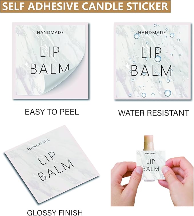 CRASPIRE Lip Balm Labels 80pcs Homemade Lip Balm Labels 2” Clear Lip Balm Labels for Tubes Printable Waterproof Lip Balm Stickers Labels for Lip Balm Handcream Candle Container（Marble Pattern）-VivaGrace Women